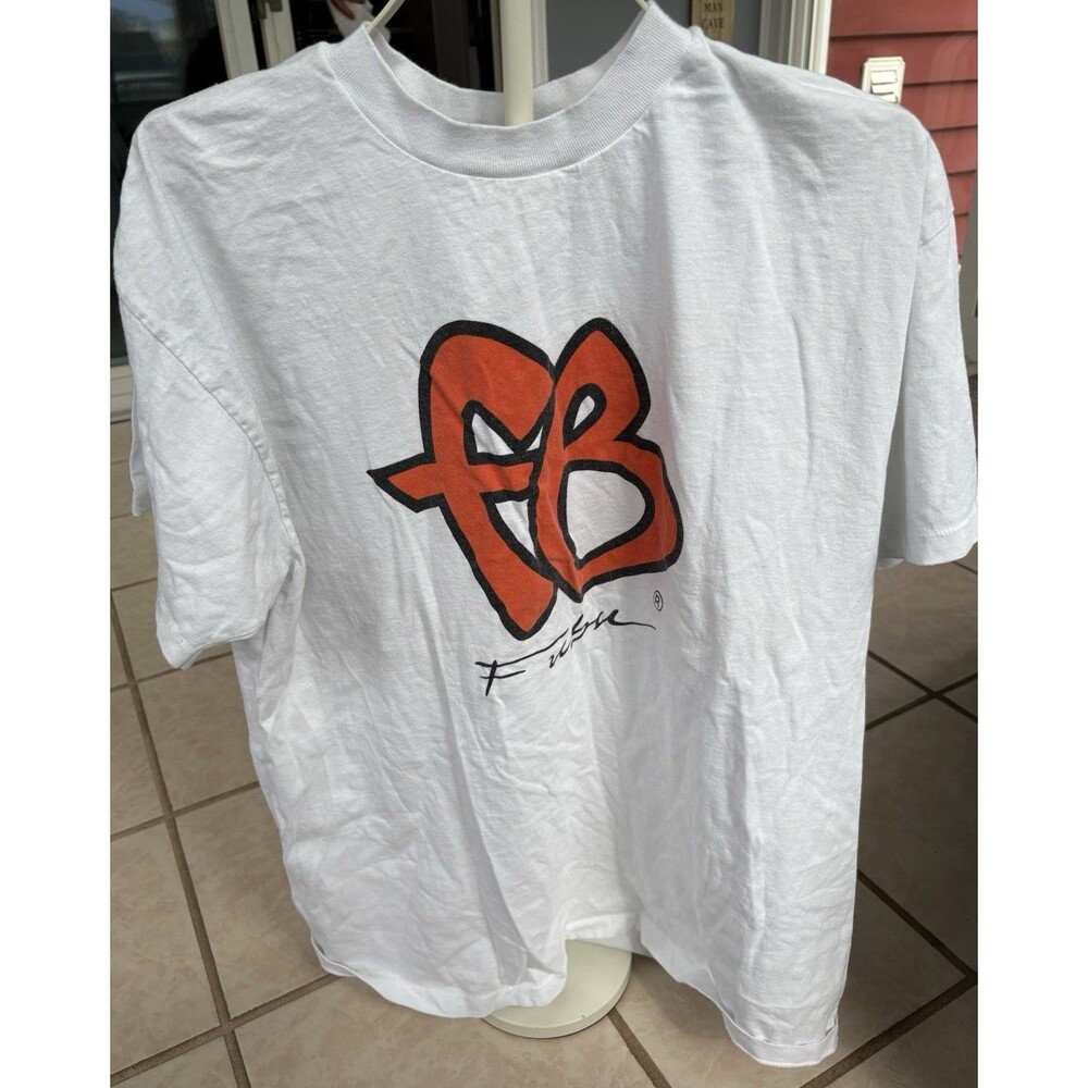 Vintage Fubu White T Shirt With Black And Red Letters XL Made In U. S. A.